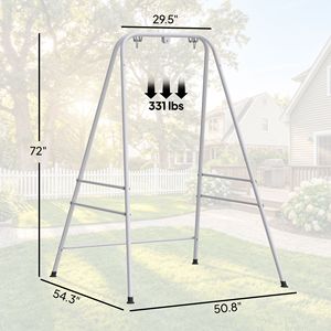 White 2 Carabiners Indoor/Outdoor Adjustable Wicker <b>Hammock</b> Chair Stand with Anti-Slip Foot Pads Portable for Hotels - Product Image 3