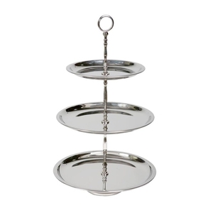 Wholesale Round Gold 3 <b>Tier</b> Cupcake Tower Metal Tiered Serving Tray Holder with Crown Top Handle for Wedding Buffet - Product Image 4