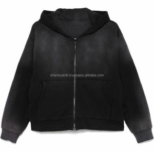 Personalizado de alta calidad fabricante Sun Faded Heavyweight 400gsm y 100% algodón Acid Wash Zipper Boxy Fit Zip up Hoodie para hombres - Product Image 6