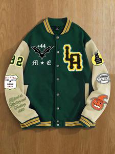 Blouson universitaire premium style streetwear, avec patch brodé en chenille, en mélange de laine polaire chaude, vêtement d'extérieur d'hiver, personnalisable OEM - Product Image 2