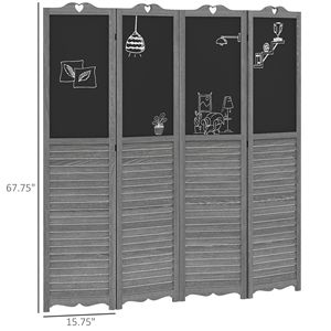 Divisorio Pieghevole Artigianale a 4 Pannelli Grigio con Lavagna per Ufficio Domestico e Feste al Chiuso - Product Image 3