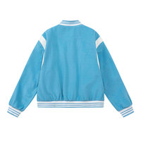 Veste universitaire en laine Melton et cuir véritable, veste universitaire personnalisée bleue et blanche, veste universitaire avec manches en cuir PU.