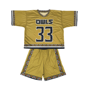 Ensemble maillot et short de lacrosse personnalisés par sublimation, anti-humidité, turquoise, uniforme d'équipe pour hommes et jeunes - Product Image 3