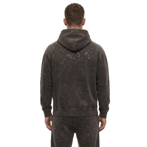 Sweats à capuche en coton épais délavé à l'acide avec strass pour hommes, coupe oversize, style streetwear, personnalisation de marque, vente en gros, approvisionnement en vrac - Product Image 2
