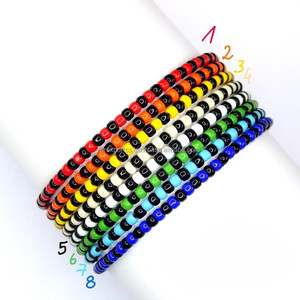 Set de Pulseras de Cuentas con Letras del Alfabeto, Hechas a Mano, con Nombre Personalizado, Inicial, Pulsera de Amistad de Lujo, Regalo Unisex - Product Image 2