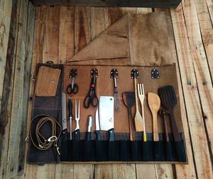 Handmade Leather Knife <b>Roll</b> Chef Knife Organizer <b>Bag</b> Durable Culinary Storage Case For Professionals LKR-0302 - Product Image 5