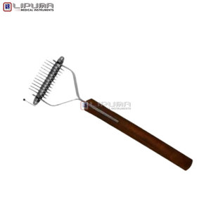 Râteau démêlant pour animaux de compagnie à 12 lames, outil de toilettage pour chats et animaux, peigne démêlant de 7,5 pouces pour le contrôle de la perte de poils, instruments chirurgicaux - Product Image 4