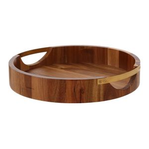 Plateau en bois naturel finition lisse, plateau de service rond en noyer, plateau de service en bois de qualité supérieure pour la maison et l'hôtel, produit très demandé - Product Image 2
