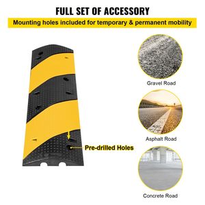 Rampa Modulare in Gomma per Riduzione Velocità con 2 Canali, Protezione Cavi e Copertura in PVC per Esterni, Facile Installazione su Strade in Calcestruzzo - Product Image 6