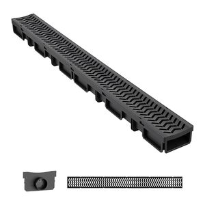 Canale di Drenaggio Lineare 5 Pezzi 39.6 X 4.1 X 2.4 Pollici in HDPE con Griglie e Tappi Terminali - Dispositivo di Drenaggio Esterno Premium - Product Image 1
