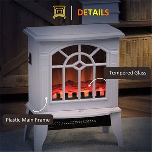 18-Inch Electric Fireplace Heater in White 750W/1500W Power with Stylish Design - Product Image 6