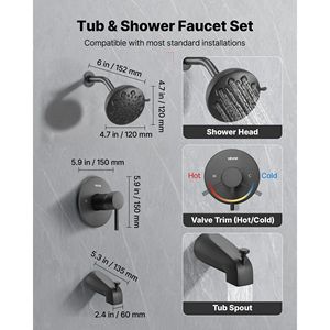 Complete 4.7-Inch Rainfall <b>Shower</b> Head 9-Setting Adjustable Spray Single-Handle Tub <b>Trim</b> Kit Bath <b>Shower</b> Faucet Model - Product Image 2