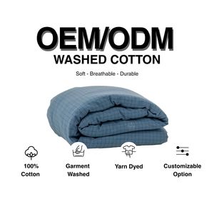 Housse de couette de luxe 100% coton, douce et respirante, couleur unie, teinte en fil indigo, motif à carreaux, taille et couleur personnalisées, OEM ODM - Product Image 1