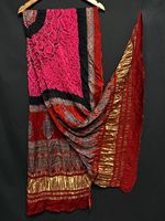 Dupatta bandhej en soie modal avec imprimé ajrakh exclusif, teinture naturelle, pallu en tissu épais, motif makdi, 2,5 mètres.