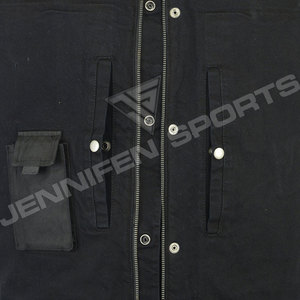Custom Leather&Denim <b>Vest</b> <b>Black</b> Stitching Zipper Motorcycle Biker Men <b>Vests</b> With Multiple Pockets - Product Image 4