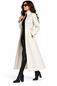 Abrigo Largo de Piel de Oveja Genuina Personalizado para Mujer, con Cierre Completo, Cuello Alto, Corte Ajustado, Prenda Exterior de Cuero Premium para Invierno, Nuevo - Product Image 3