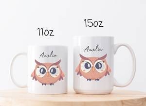 แก้วกาแฟเซรามิกสีขาวขนาด 11 ออนซ์ น่ารัก ลายพิมพ์แบบซับลิเมชั่น พร้อมชื่อสั่งทำ ลายรูปนกฮูก ใช้กับเครื่องล้างจานได้ เหมาะสำหรับใช้ที่บ้าน ที่ทำงาน หรือเป็นของขวัญ - Product Image 5