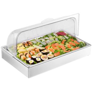 Contenitore Espositore per Alimenti da Banco in Acciaio Inox 1x1, Dispenser per Condimenti e Vassoio per Buffet - Product Image 3