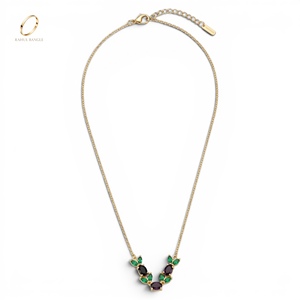 Elegante Collar con Colgante de Tulipán Chapado en Oro con Circonita Púrpura para Mujer, Joyería India de Moda, Fabricante Mayorista para Bodas - Product Image 1