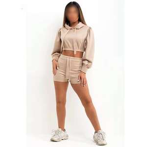 Haut court de sport en molleton de coton surdimensionné, coupe ample, nouveau design personnalisé pour femme - Product Image 4