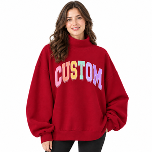 Sudadera Oversize de Cuello Alto para Mujer, Azul Marino, con Estampado Arcoíris Personalizado, Hombros Caídos, 100% Algodón, para Otoño - Product Image 2
