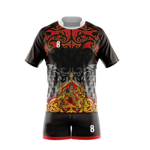 Vente en gros de maillots de rugby personnalisés, uniforme de rugby, polo bleu uni à manches courtes, uniformes de rugby sublimés pour hommes - Product Image 5