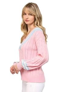 Fabricant OEM ODM Personnalisé Unisexe Rayé Laine/Acrylique Tricoté Col en V Manches Lanterne Cardigan Broderie Avant Séchage Rapide - Product Image 4