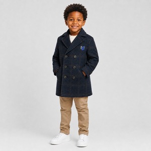 Best Selling Custom Made Winter Kids Woolen Coat Warm Wear Long Hooded Windproof Coat with Breathable Feature Plain Dyed Design - Product Image 1