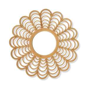 กระจกติดผนังหวายดีไซน์เปลือกหอยสุดพิเศษ ตกแต่งห้องเด็กเล่นด้วยหวายธรรมชาติ งานแฮนด์เมด แขวนผนังสำหรับห้องเด็กอ่อน - Product Image 2