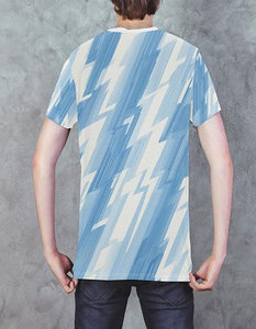 Maillot de football sublimé de haute qualité pour homme, bleu et blanc, imprimé drapeau, col rond, manches courtes, respirant, en maille, vêtement de sport pour adulte - Product Image 4