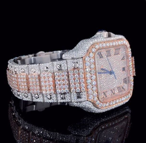 Reloj de diamantes de moissanita de acero inoxidable helado personalizado hecho a mano automático de alta calidad estilo Hip Hop moda de exportación India - Product Image 4