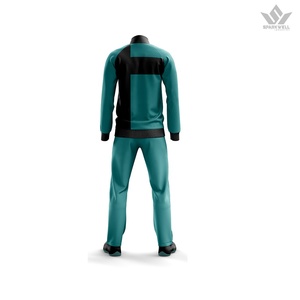 Conjunto Deportivo para Hombre en Color Verde Azulado y Negro, Chaqueta con Cierre Completo y Cuello Alto, Pantalones Deportivos, Ropa Deportiva Informal para Otoño - Product Image 4