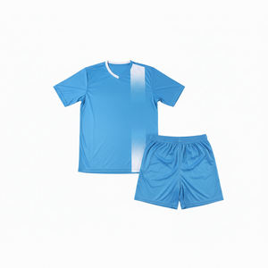 Men's Blue V-Neck <b>Soccer</b> Jersey Short Sleeve Moisture Wicking Gradient Design Regular Fit Adult Sports Apparel - Product Image 6
