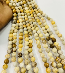 Chaîne de perles rondes en pierre de corail de qualité supérieure, 15,5 pouces, perles rondes en pierre - Product Image 6