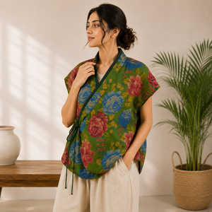 Chaleco Acolchado con Estampado Floral Personalizado BOHOBI para Mujer, Chaqueta sin Mangas con Relleno de Algodón, Estilo Kimono Bohemio, Chaleco de Invierno - Product Image 5