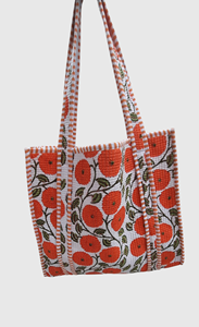 Sac fourre-tout perlé avec broderie de coquelicot rouge, ouverture supérieure, sac de shopping pour femme, utilisation toutes saisons - Product Image 4