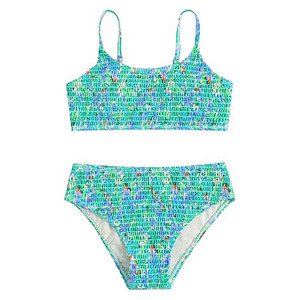 Traje de Baño de Dos Piezas para Mujer, Top de Bikini con Braguitas de Cintura Alta con Estampado Floral Digital, Elástico, de Spandex y Poliéster, para la Playa - Product Image 5