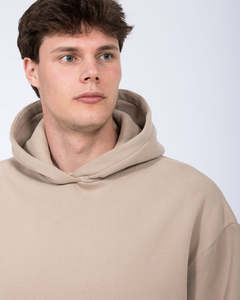 Sudadera con Capucha Beige para Hombre, 100% Algodón Felpa, Corte Regular, Estilo Casual para Otoño - Product Image 4