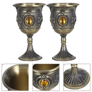 Reliable Quality Brass <b>Goblet</b> Set 2Pcs Embossed Rose Design Handmade Wine <b>Glass</b> For Wedding Occasion - Product Image 6