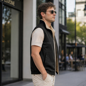 Gilet réversible à col montant sans manches, couleur unie, fermeture éclair, vêtement d'extérieur décontracté pour l'automne, en polyamide et élasthanne - Product Image 3