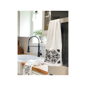 Solid Blue Striped Broad Embroidered Custom Premium Coffee <b>Machine</b> Special Rag Water Absorbing Cleaning Square Dish Towel Sets - Product Image 2