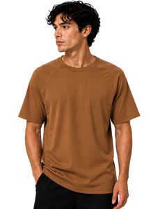 เสื้อยืดแขนสั้นคอกลมสีน้ำตาลสำหรับผู้ชาย ทรงแร็กแลน เรียบง่าย สไตล์สตรีทแวร์ รับสกรีนโลโก้ ทรงโอเวอร์ไซส์ แฟชั่น นุ่มสบาย พรีเมียม เสื้อยืดฤดูร้อน - Product Image 1