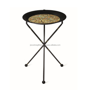Mild Steel Sheet & Pipe Accent <b>Tray</b> Table With Powder Coating & Decal Finishing Round Shape High Quality For Home & Living Room - Product Image 3