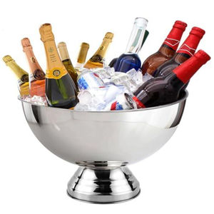 Cubeta para Hielo de Acero Inoxidable de Calidad Superior, Tazón para Champán, Tazón para Vino, Recipiente para Bebidas con Base de Pedestal para Eventos de Bar - Product Image 1