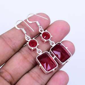 Pendientes colgantes de granate de Mozambique estilo bohemio, plata de ley 925, joyería hecha a mano, pendientes de piedras preciosas naturales para mujer - Product Image 5