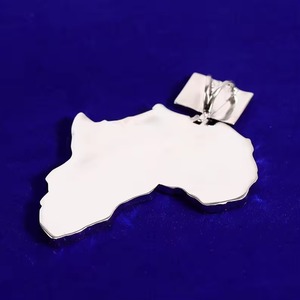 Iced Out Africa Map Pendant for Men with Flag Design Diamond Look Stones Silver Rhodium Plated Luxury Hip Hop Party Jewelry - Product Image 4