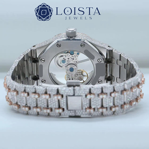 Women's Mechanical Skeleton <b>Watch</b> Stainless Steel Tonneau <b>Case</b> Diamond Bezel Analog Display Luxury Bracelet <b>Watch</b> - Product Image 5