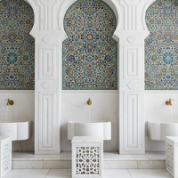 Mosque Calcite Marble Indian White Wudu Area Absolution Waterproof Durable Thick Slab Machine-Cut Islamic 12x12 HAYAT GROUP