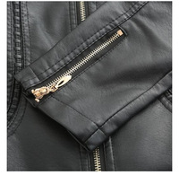 Blouson Bomber en Cuir PU pour Femme, Boutons Décoratifs, Haute Qualité, Couleur Unie, Col Montant, Fermeture Éclair, Imperméable et Coupe-Vent