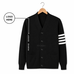 Cosh International - Cárdigan de Punto Acrílico Negro con Cuello en V y Rayas Blancas, Ecológico, para Mujer, Estilo Casual - Product Image 5